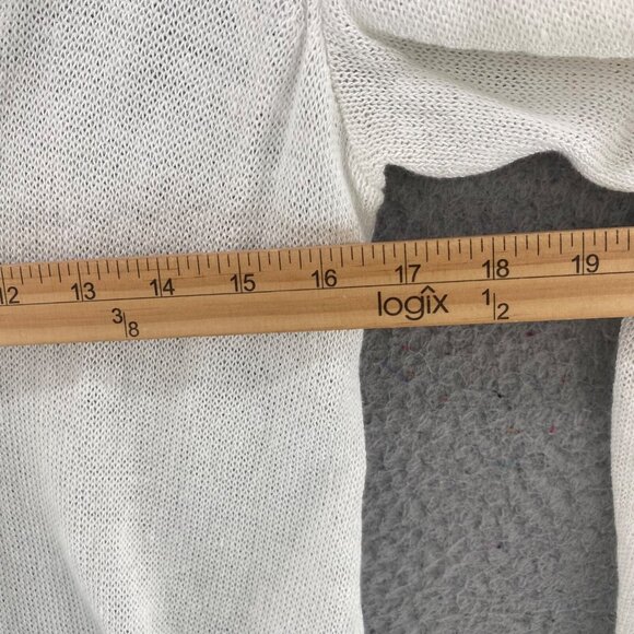 J Jill Sweater Womens Extra Small White Linen Blend Cardigan Open Front Pockets - Picture 8 of 10